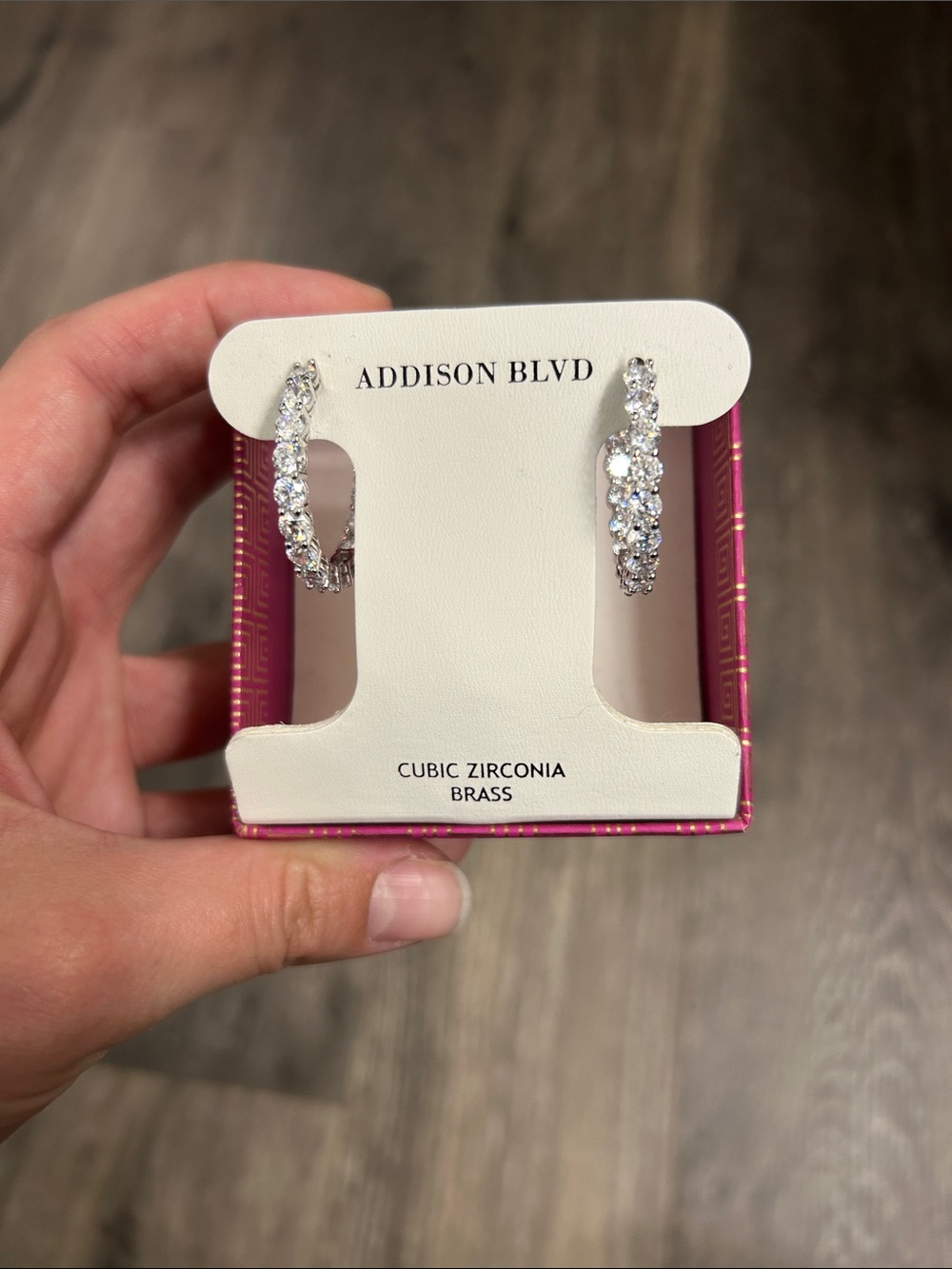 Addison Blvd Silver Cubic Zirconia Hoop Earrings